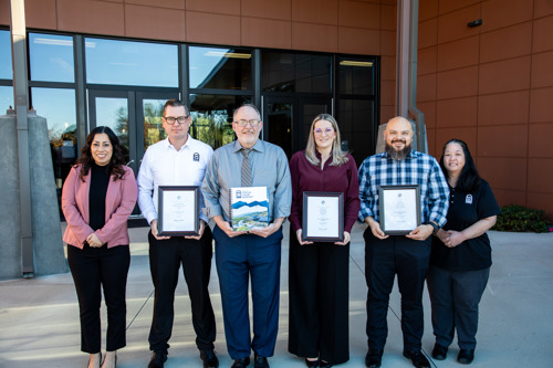 East Valley Water District’s Finance team with Government Finance Officers Association awards.